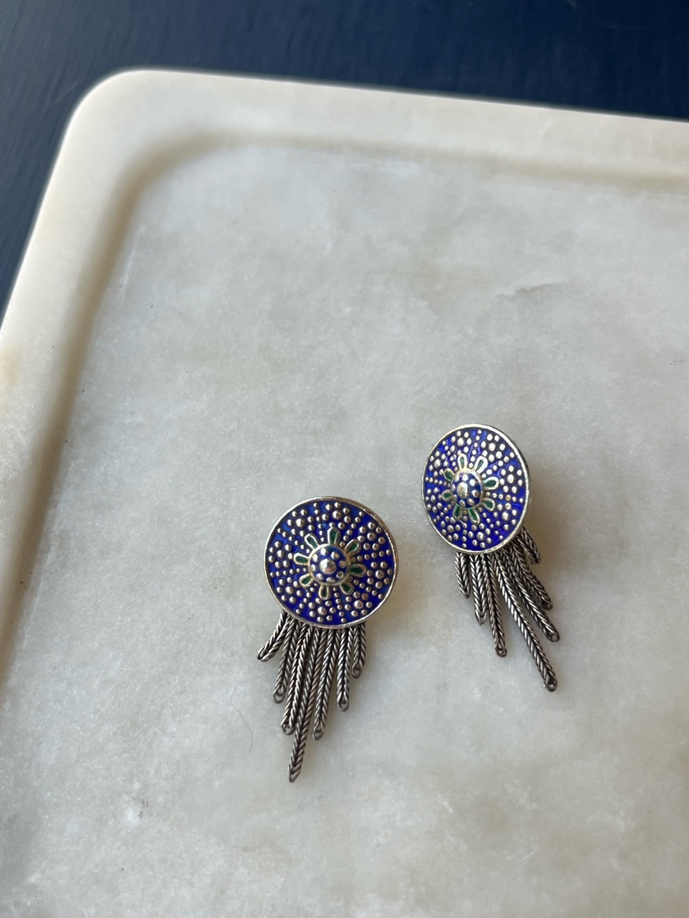 Vintage Turkish sterling enamel earrings